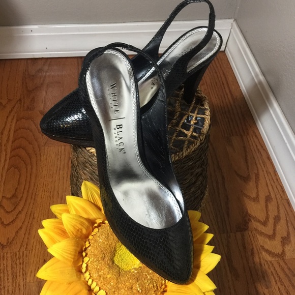 White House Black Market Shoes - White House Black Market Snakeskin Sling Pumps 8.5
